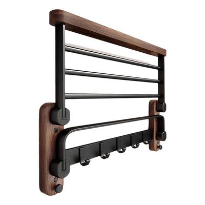 胡桃木浴巾架套装免打孔卫生间浴室置物架厕所高端毛巾架卫浴挂件