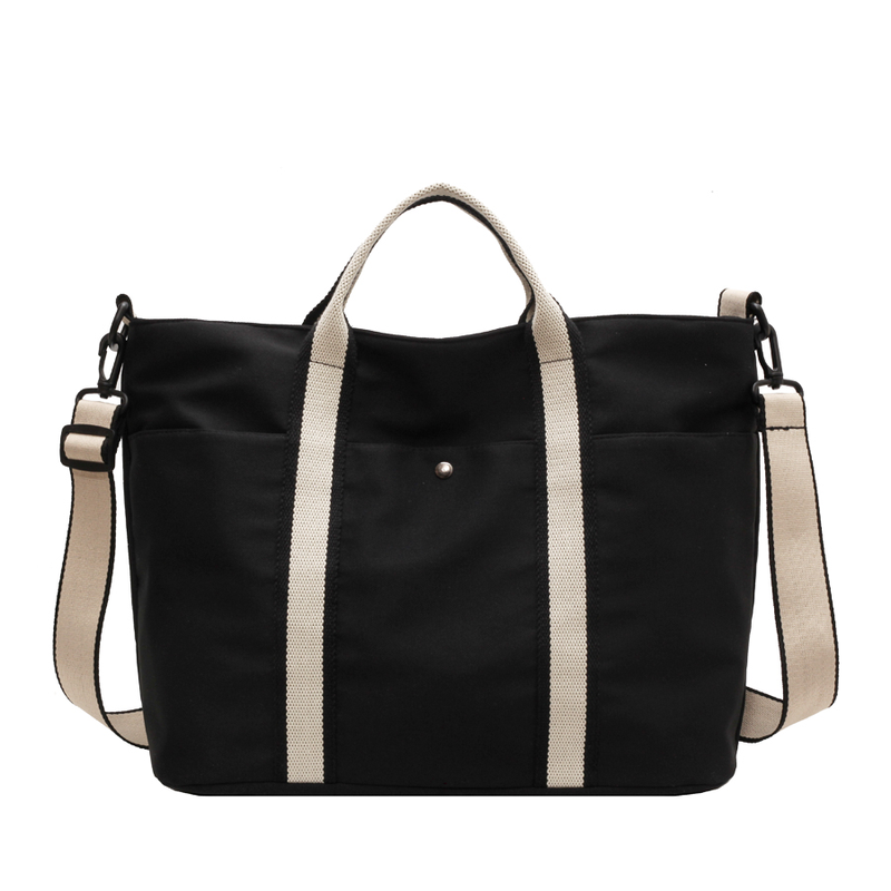 轻便防水尼龙布袋单肩包女大容量托特包手提通勤包短途行李袋健身