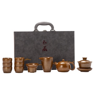 茶叶末釉品茗杯茶杯茶碗茶壶家用喝茶泡茶功夫茶具主人杯专用礼盒