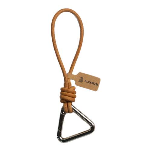 简约三角几何防丢diy植鞣头层牛皮编织日式钥匙扣挂绳小众情侣款