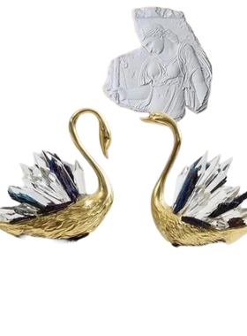 软装饰品客厅水晶天鹅大理石轻奢