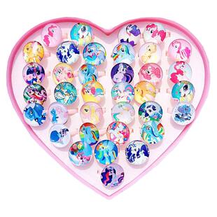 小孩小马儿童戒指女童女孩可爱卡通宝宝钻石宇宙公主宝石玩具戒子