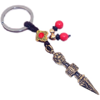 西藏纯铜降魔三面普巴摩托车吊坠