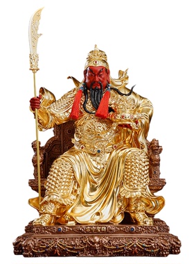 全铜贴金关帝神像聚宝关公像财神