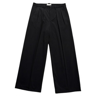 NOFAITH双褶A字版型西裤男秋冬款宽松直筒垂坠感羊毛混纺休闲长裤