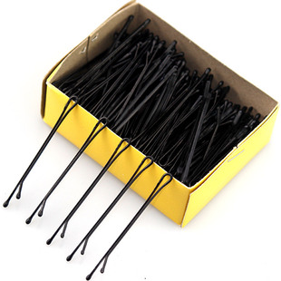 盘发一字夹黑色影楼专用圆头发卡发夹小钢夹卡子化妆师夹子u型夹