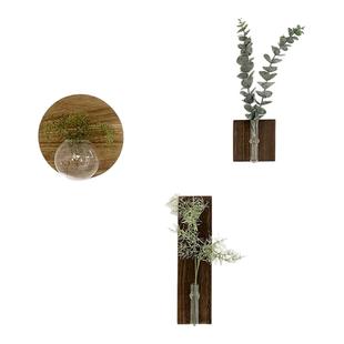 创意木盘DIY插花民宿墙面装饰品墙壁花器墙饰挂件木碟小花瓶壁饰