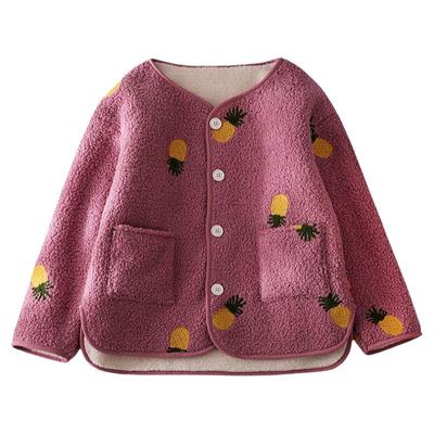 女童外套加厚一体绒毛毛上衣