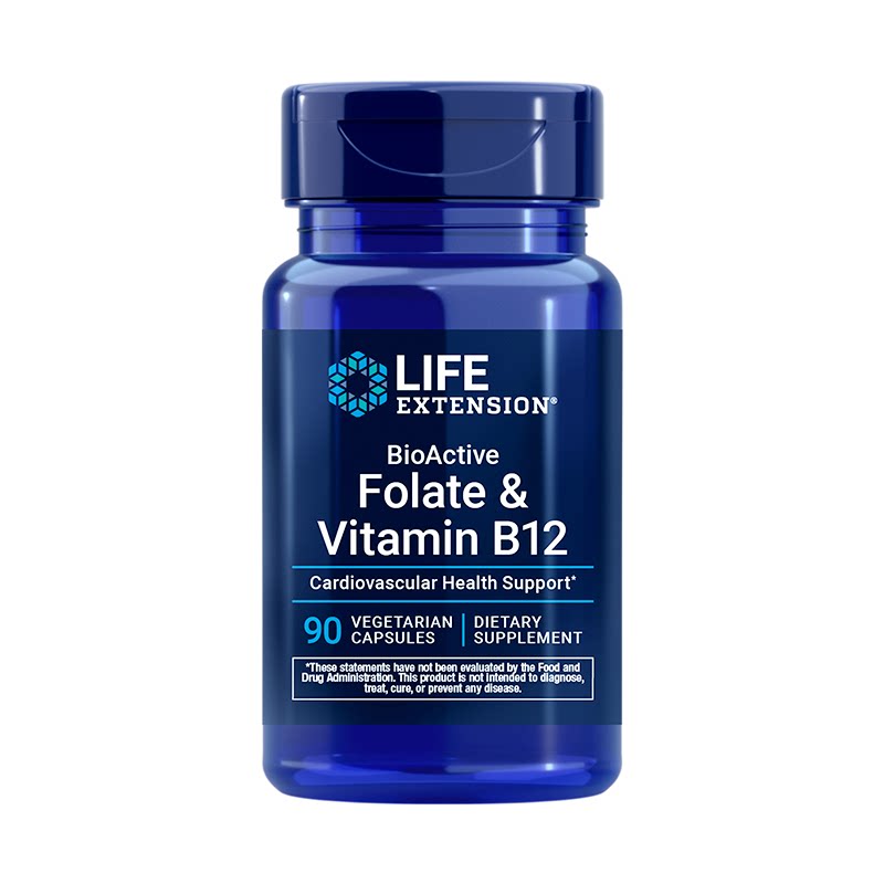 美国Life Extension五甲基四氢活性叶酸加b12甲钴胺原装Folate