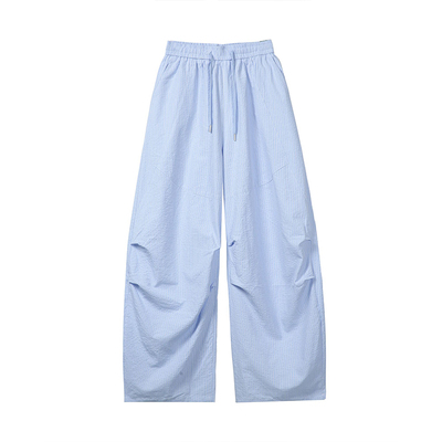 YORKZOOM夏季轻薄透气条纹休闲裤宽松阔腿长裤跳舞裤伞兵裤薄款