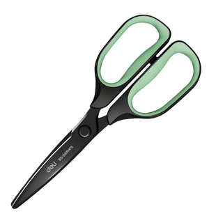 得力黑刃剪刀3D弧形刀刃家用厨房专用剪刀高硬度锋利手工剪办公3D剪刃省力剪刀特氟龙涂层不粘胶学生剪纸剪刀