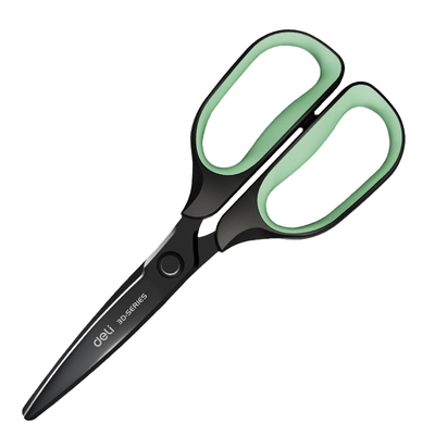 得力黑刃剪刀3D弧形剪刃不粘胶