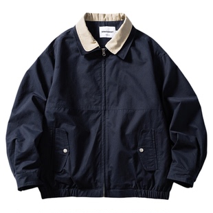 ONUN 撞色翻领工装教练夹克日系复古高级感双领设计外套男春新品
