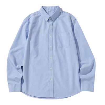 YUXIAN翻领长袖商务休闲牛津衬衫