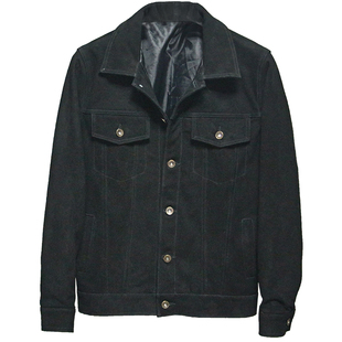 福利捡漏牛皮反绒真皮皮衣男507牛仔款机车皮夹克修身型外套相