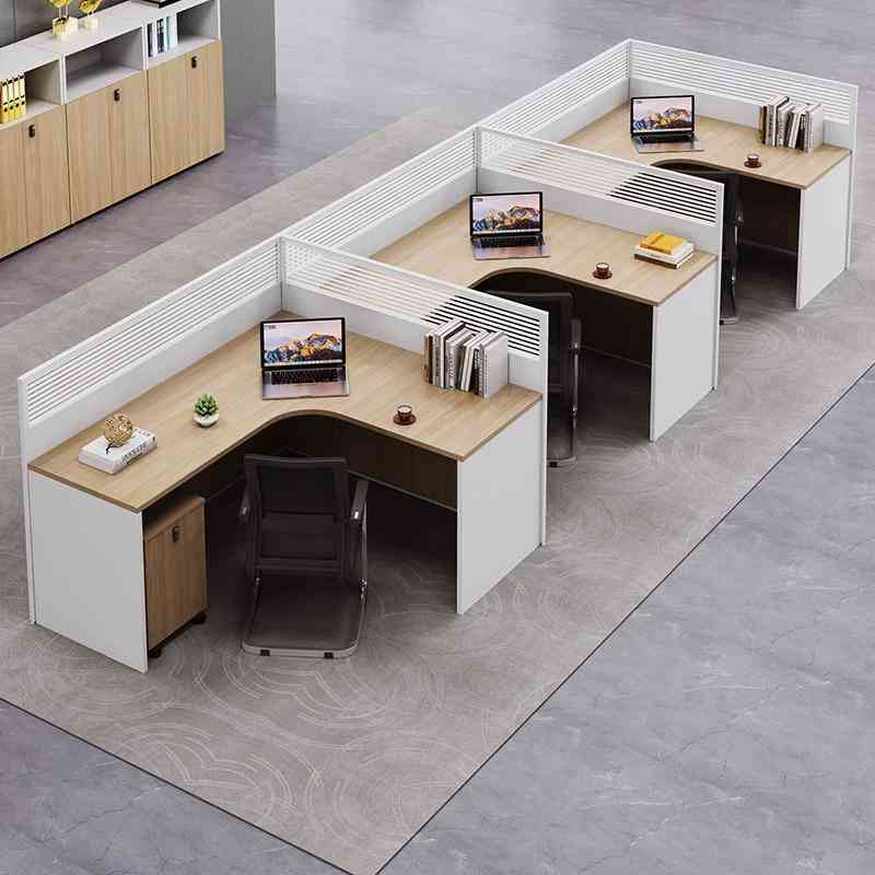 办公桌员工位职员办公室双4四6多人十字隔断卡座财务屏风桌椅组合