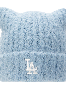 MLB猫耳加厚保暖针织毛线帽女款