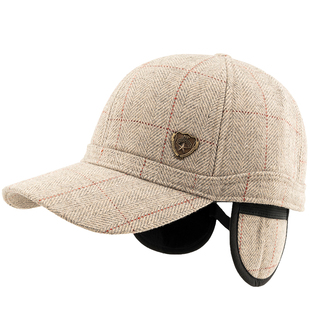 卡其色帽子男冬季加绒加厚棒球帽女秋冬百搭冬帽男保暖护耳鸭舌帽