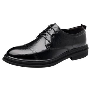 花花公子皮鞋男冬季商务正装男士真皮大码增高加绒保暖新郎结婚鞋