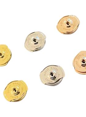AU750纯18K玫瑰金简约飞碟耳堵白金耳帽配件飞盘耳塞耳环防掉时尚