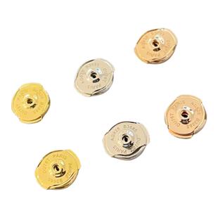 AU750纯18K玫瑰金简约飞碟耳堵白金耳帽配件飞盘耳塞耳环防掉时尚