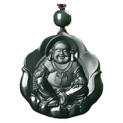 和田玉弥勒佛玉吊坠新疆塔青细料女士佛公吊坠玉石挂件新年毛衣链