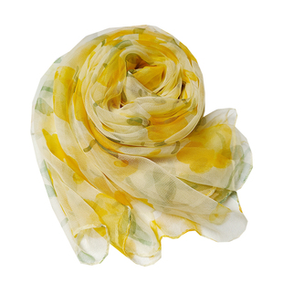 新款长丝巾真丝桑蚕丝洋气时尚印花长方形防晒挡风护颈围巾纱巾女