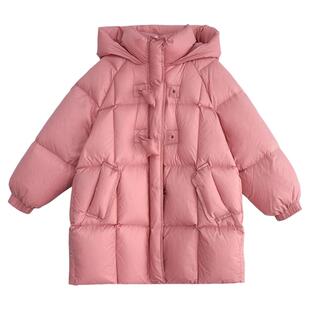 图图小象女童羽绒服中长款2026冬装新款儿童三防加厚90白鸭绒棉服