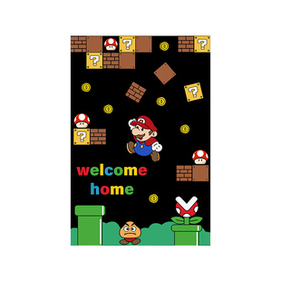 马里奥丝圈入户地垫经典卡通进门玄关脚垫刮泥蹭土门垫防滑可裁剪