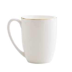 描金家用骨瓷马克杯水杯早餐杯咖啡杯陶瓷牛奶杯金边办公杯定制杯