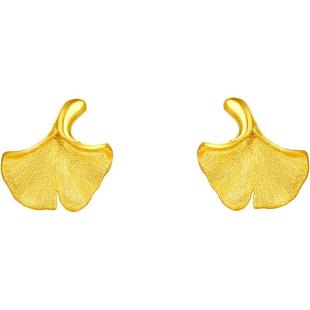 周六福黄金耳饰计价足金耳钉金秋杏叶秋日物语系列新年礼物