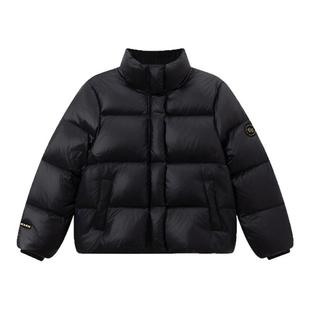 笛莎童装女童羽绒服冬季儿童女孩中大童立领面包服加厚黑色短款