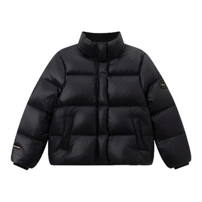 笛莎童装女童羽绒服冬季儿童女孩中大童立领面包服加厚黑色短款