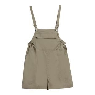 UnBleu背带裤女短裤春夏新品宽松休闲时尚女装纯棉黑色裤子夏天