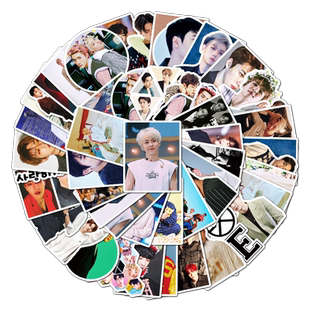 100张EXO贴纸韩国男团吴世勋鹿晗黄子韬明星创意周边装饰贴画手机壳咕卡吉他保温杯头盔手账本电动车防水贴纸