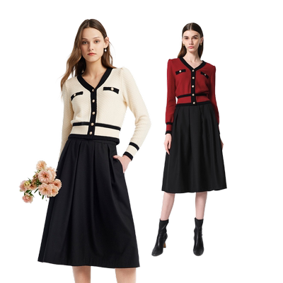 歌莉娅春季套装小香风上衣半裙