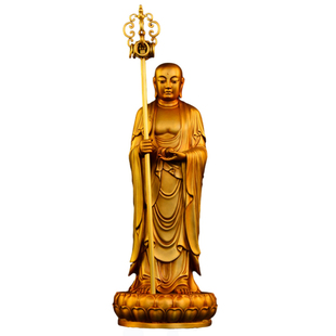 纯铜九华山地藏王菩萨佛像大愿站立地藏王铜像家用玄关佛堂供摆件