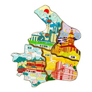 拼图城市冰箱贴苏州上海成都重庆西安杭州南京磁贴旅游文创礼品