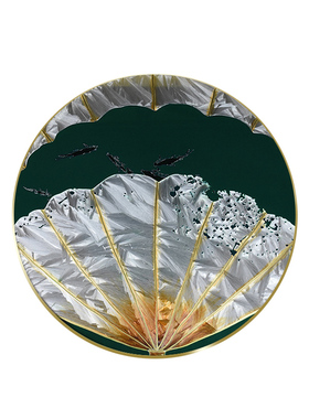 瑞杰纯手工珐琅彩挂画鱼戏莲叶