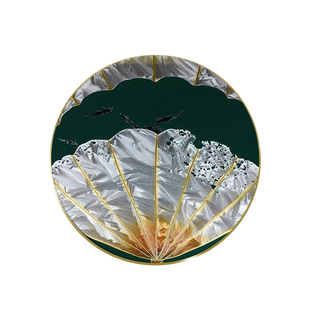 瑞杰 珐琅彩画《鱼戏莲叶》新中式禅意玄关茶室挂画 餐厅圆形挂画