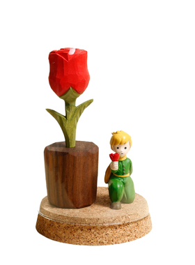 木雕小王子的玫瑰花情侣摆件装饰品餐边柜治愈系生日礼物小物件
