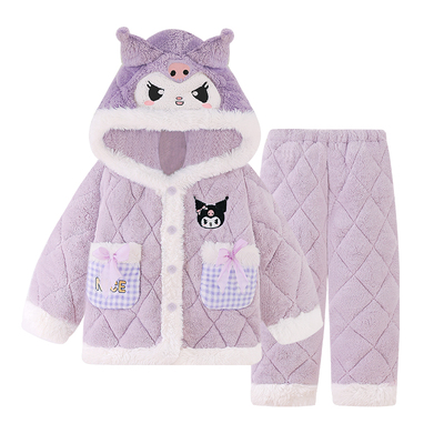 冬季三层夹棉库洛米母女装家居服