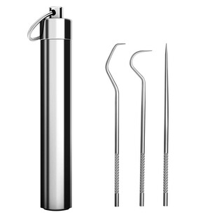 不锈钢牙签牙线棒超细剔口专用神器勾针便携盒随身携带牙缝牙齿