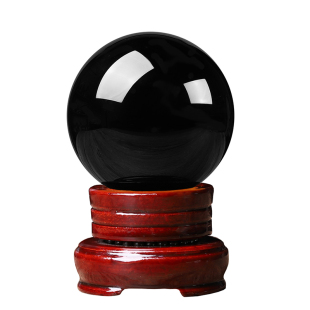 正品天然黑曜石水晶球摆件黑色原石防小人客厅镇宅家居装饰品摆设