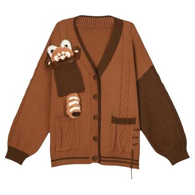 森女部落棕色系慵懒风毛衣新款女