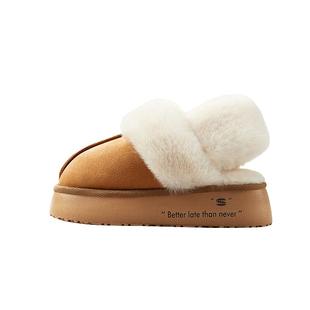 chikoku秋冬季毛毛拖鞋女时尚经典厚底增高百搭毛绒雪地靴外穿ins