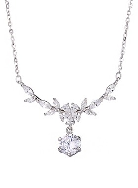 999纯银樱花项链女森系花枝月桂