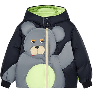 [95白鸭绒]woobaby儿童羽绒服男女童25冬装抗菌防螨加厚外套上衣