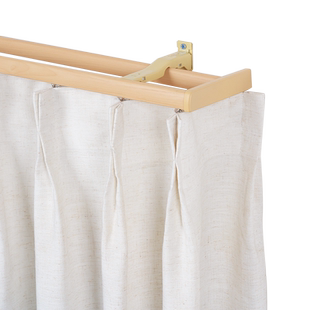 法瑞尔免窗帘盒窗帘轨道黑色直轨仿实木罗马杆飘窗滑道顶装单双侧