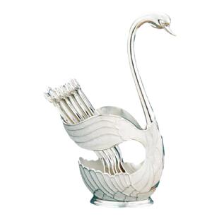 水果叉家用果插创意甜品蛋糕叉可爱咖啡勺不锈钢叉子天鹅底座套装